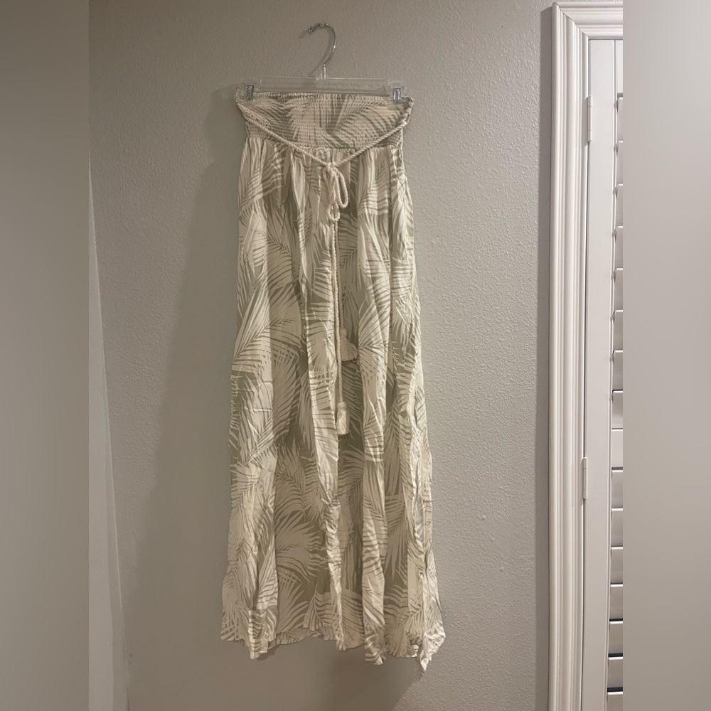 Green and White Maxi Skirt